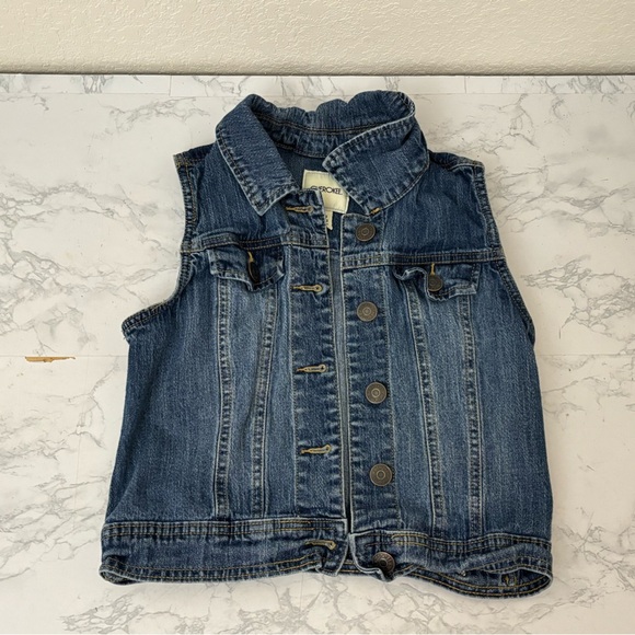 Cherokee Other - Cherokee Girls Sz L 10/12 Sleeveless Blue Jean Denim Jacket Button Up Cotton​